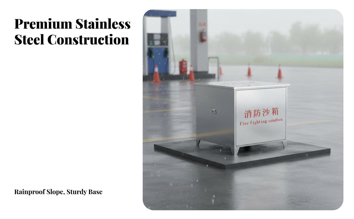Stainless Steel Fire Sand Box Rust Proof Fire Fighting Sandbox Thickened Material Emergency Sand Bin Long-Lasting for Factory Employees, Warehouse Managers, Gas Station Attendants, Factories Plants, Warehouses, Laboratories