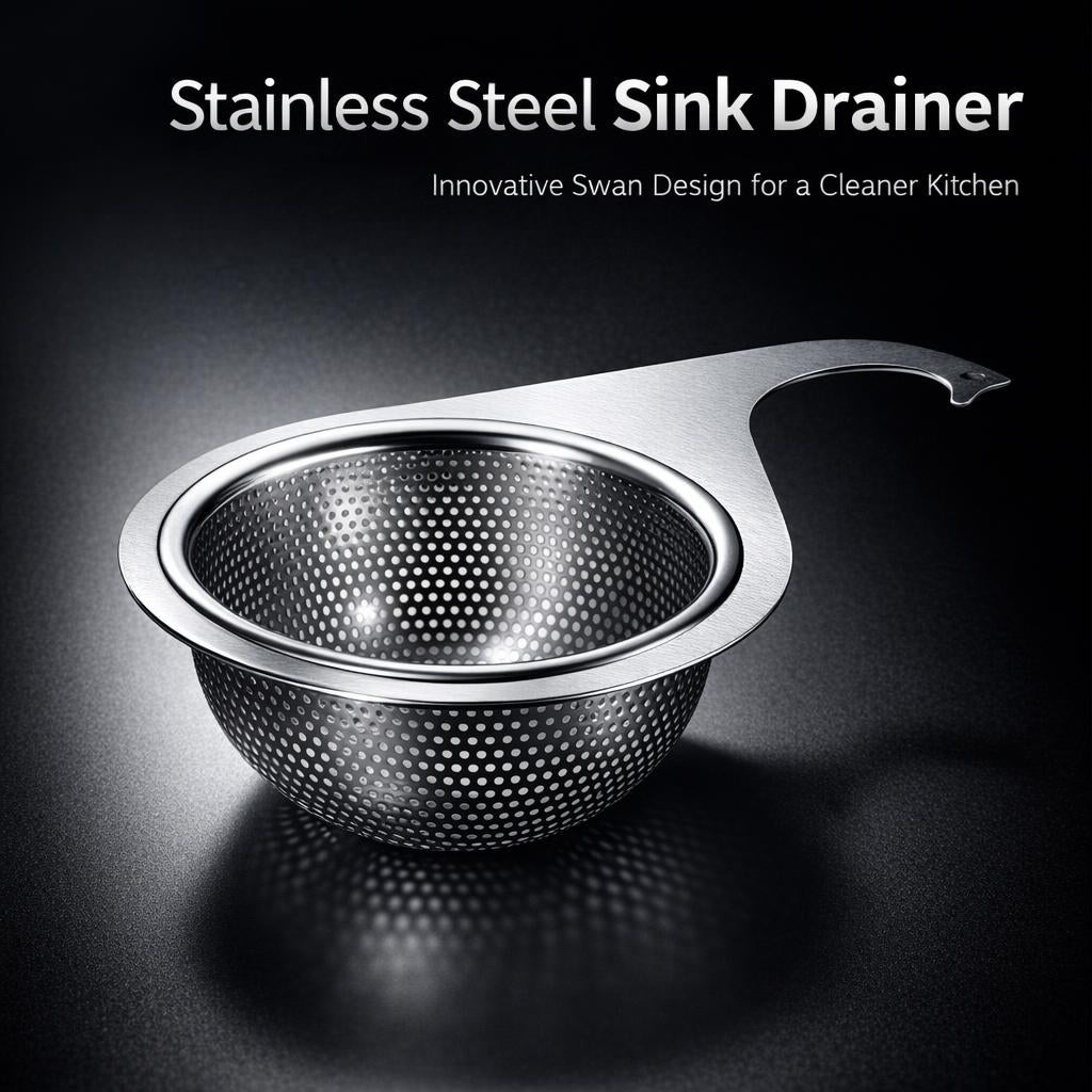 Swan Sink Strainer Basket, Stainless Steel Hanging Kitchen Drain Basket, Sink Strainer for Small Kitchen, Swan Drain Basket Kitchen Sink Fruit