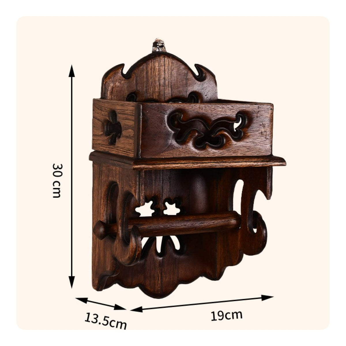 Carved Wooden Tissue Rack Rustic Aesthetic Vintage Wood Toilet Roll Holder