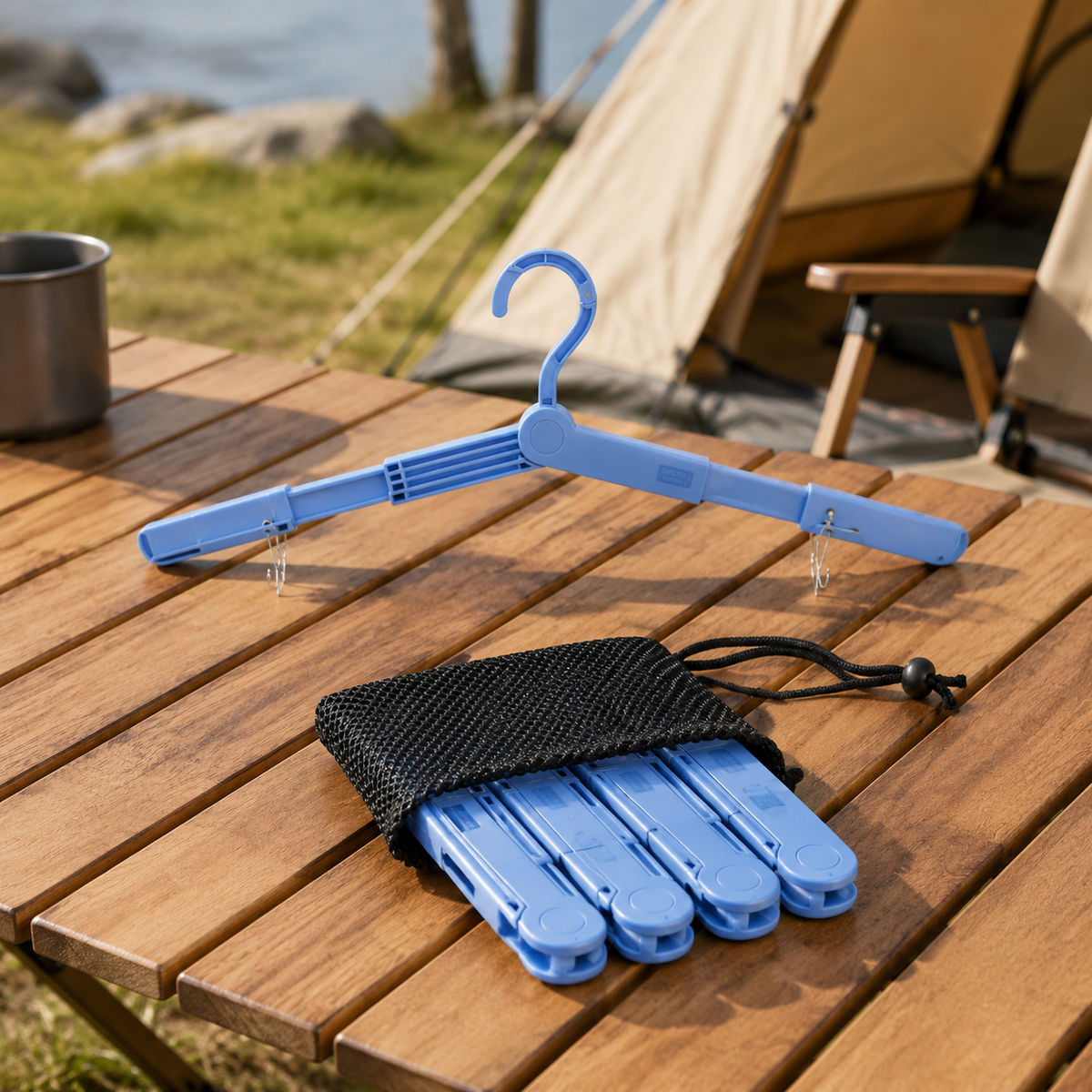 Foldable Hanger, Travel Convenience Goods, Portable Hanger, 4-Piece Set, For Hotel, Camping, Car Use
