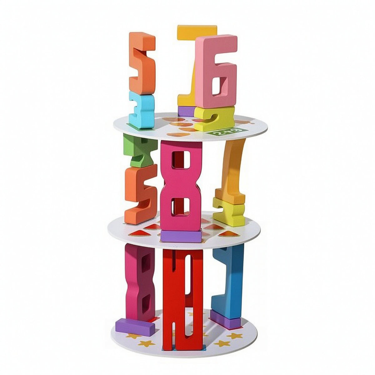 Three-Dimensional Number Stacking Toy Educational Wooden Number Blocks Painted Counting Blocks for Preschool, Classroom