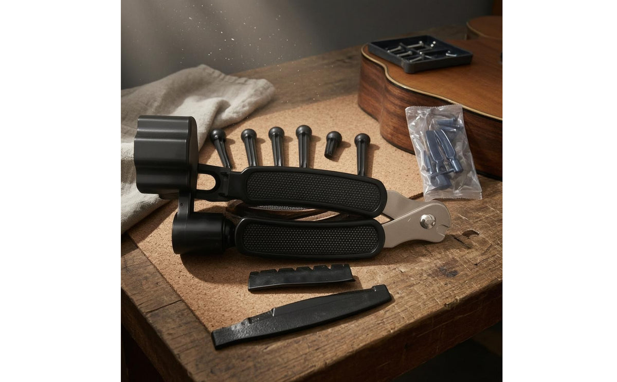 Guitar String Winder Black Textured Handle Guitar Bridge Peg Puller Bridge Peg Puller Metal Cutting Jaw String Winder All In