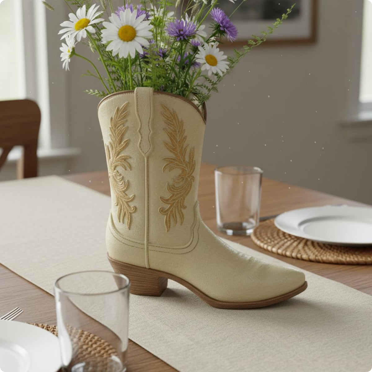 Resin Boot Vase Creative Design Home Decor Desktop Display for Tabletop