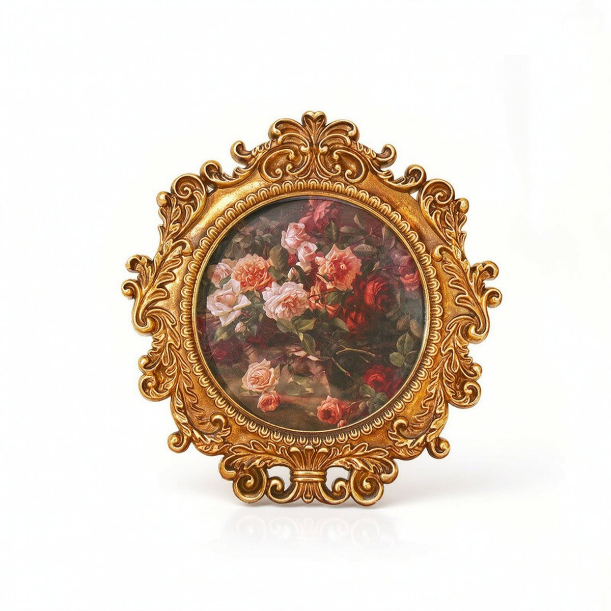 Floral Wall Art with Frame Ornate Floral Artwork Vintage-Style for Shelf