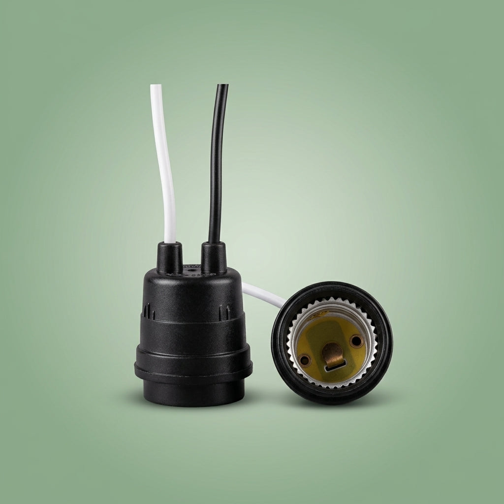 Ceiling Light Fitting for Garage Lighting, Pack of 5 PVC E27 Lamp Holder with Cable and Threaded Entry, Pendant Light, 6A Rated Bulb Holder