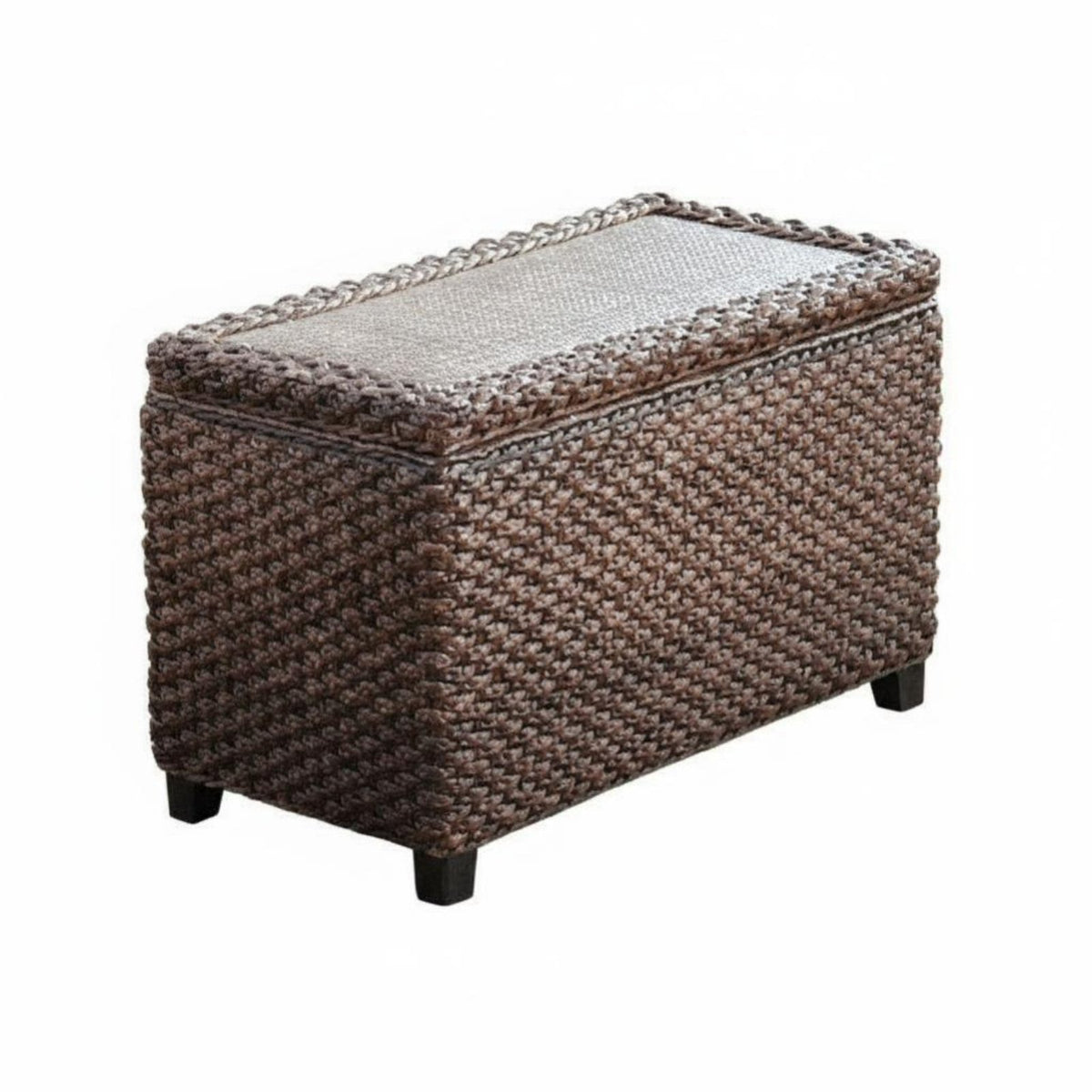 Woven Top Storage Chest Sittable Lid Rectangular Storage Ottoman adaptable Use