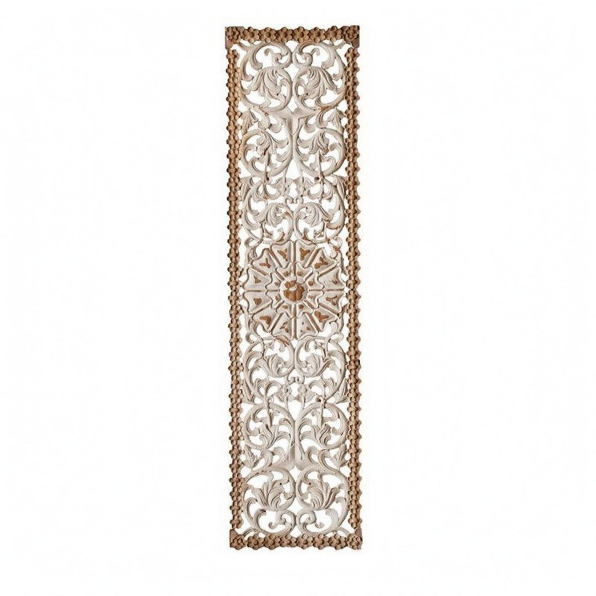 Floral Scroll Wall Plaque Ornamental Border Vintage Wooden Wall Decor Solid Wood House Decoration