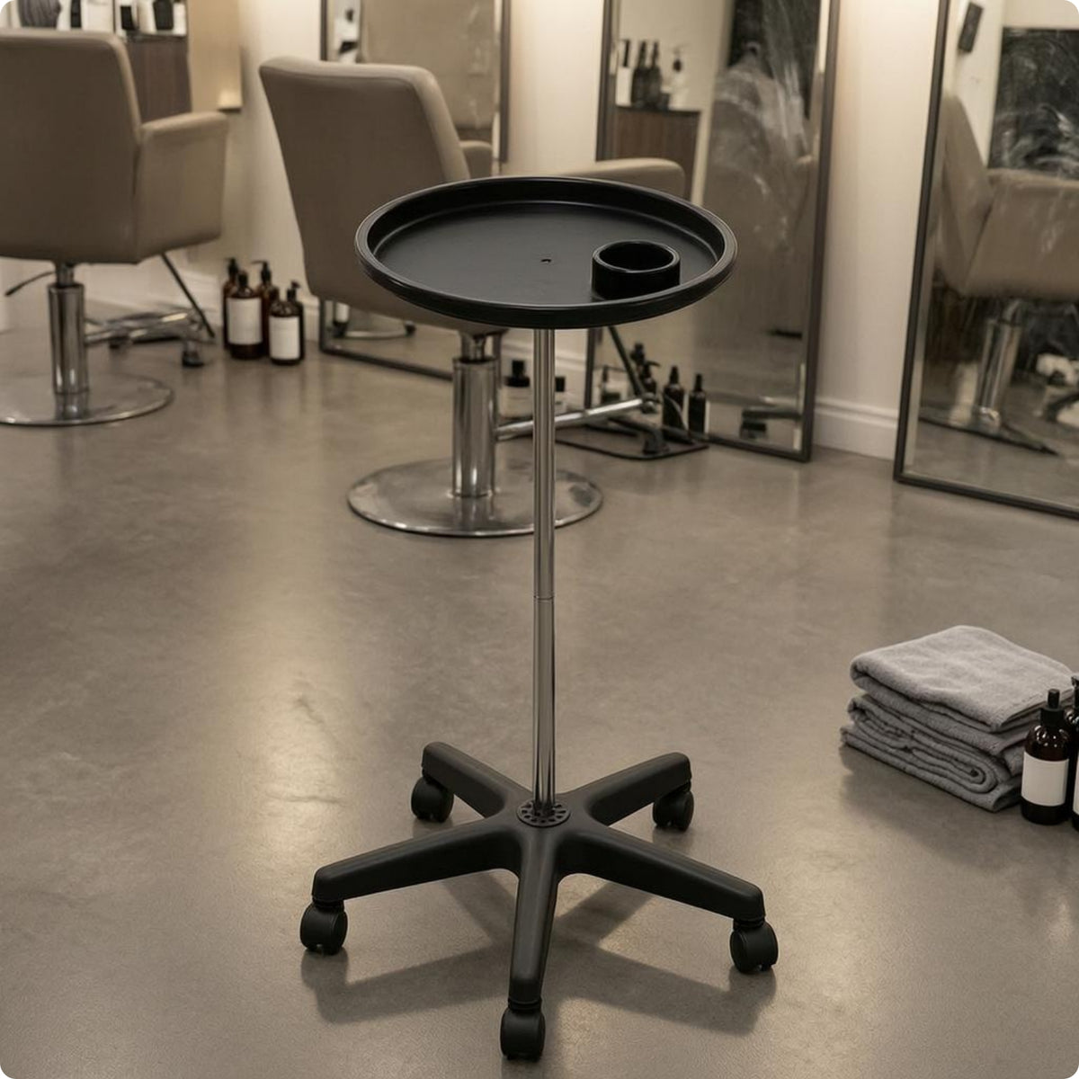 Rolling Salon Cart with Beverage Holder Styling Station with Wheels Storage Surface Beauty Furniture