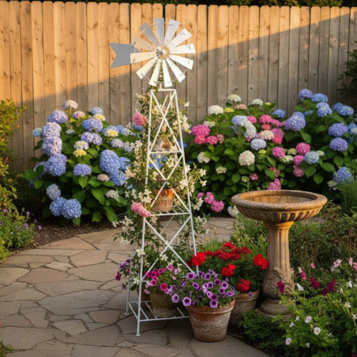 airmillShaped Plant Rack Rotating Feature Multi-Tier Pot Rack Decorative Large Capacity for Gardeners, Patio, Outdoor, Balcony