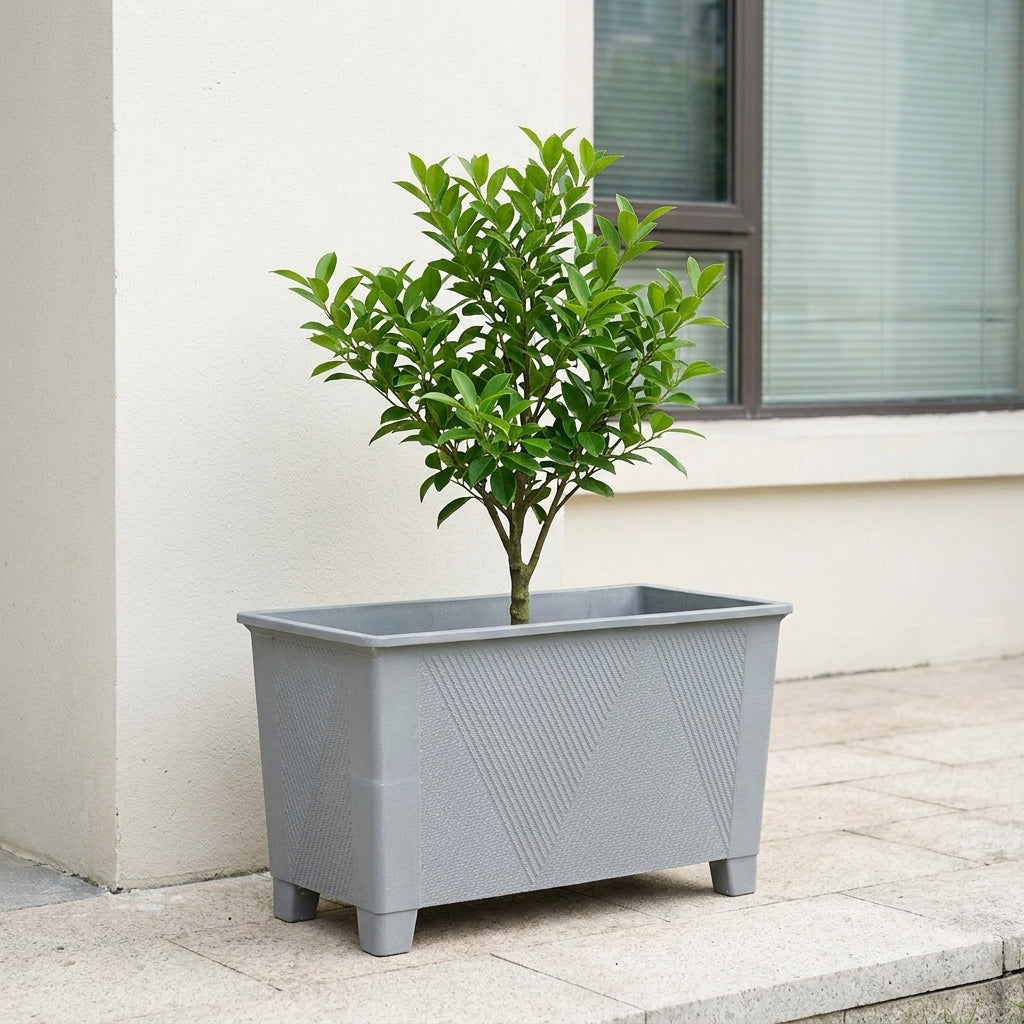 Rectangular Planter Box, Sand Speckled Plant Pot for Vegetables, Low Maintenance Pots for Plants Outdoor Patio