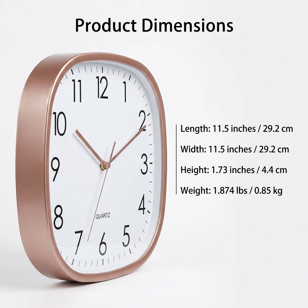 Modern Minimalist Square Wall Clock, Silent Non-Ticking for Living Room Bedroom Office, Battery Operated Art Timepiece, Quiet Sweep Movement
