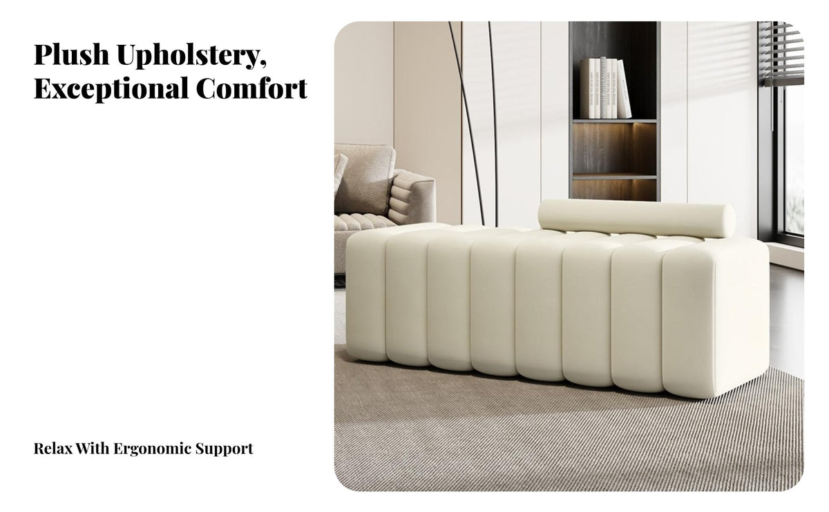Soft and Comfortable Long Padded Seat High-Resilience Foam Segmented Cushion Bench Breathable Textile Upholstered Seating Collapse-Resistant Frame for Homeowners, Shop Owners, Interior Designers, Fitting Room, Entryway, Retail Boutique, Window Nook
