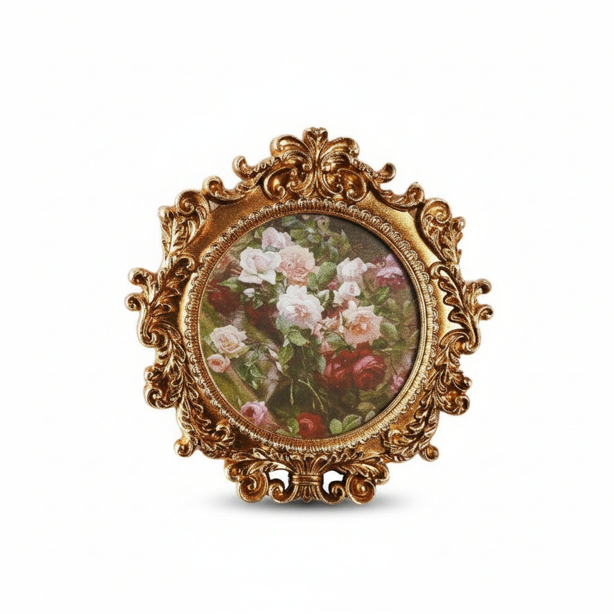 Oval Easel Photo Frame Carved Floral Ornate Resin Photo Frame Scroll Detailing