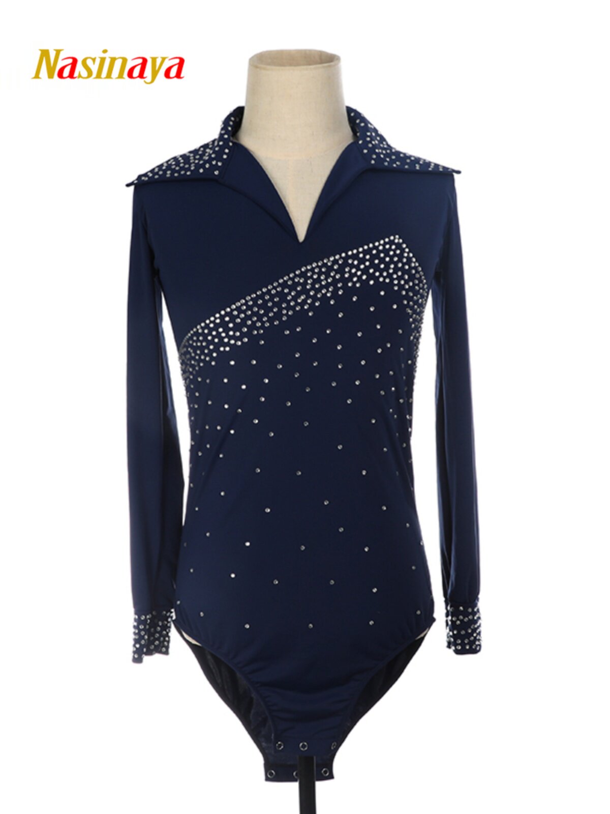 Funo Men's Kids and Adults Figure Skating Costume, Boys Performance Outfit for Competition and Grading, One-Piece with Rhinestones