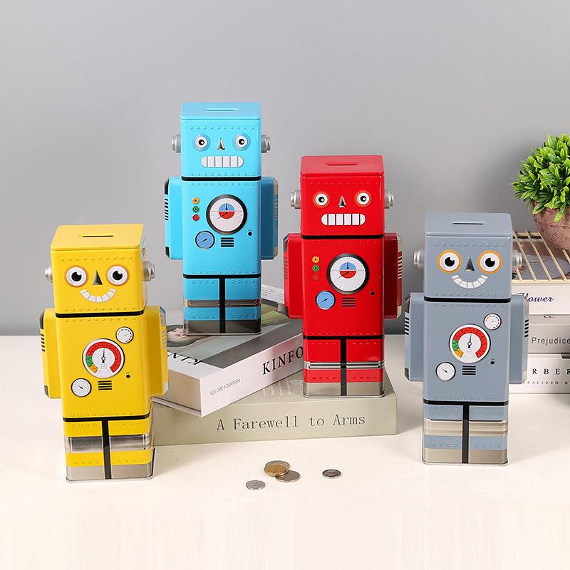 Creative Robot Piggy Bank Cartoon Coin Savings Jar for Kids Room Decor Gift