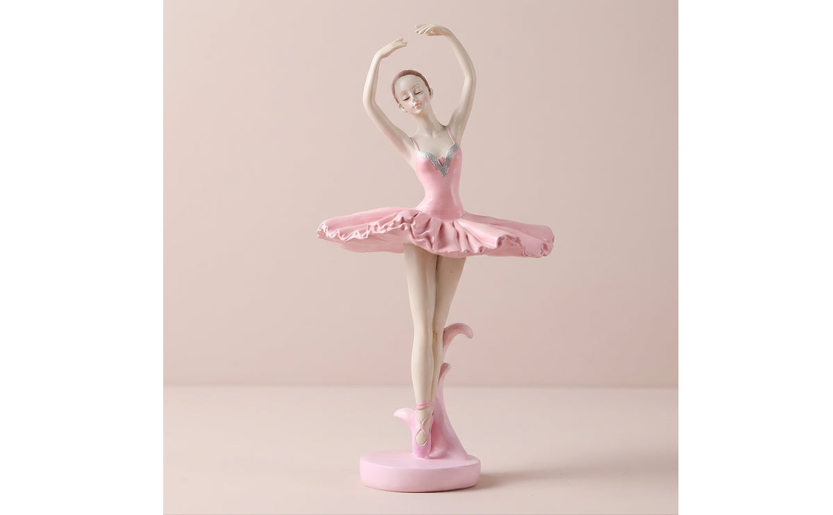 Resin Ballerina Figurine Tabletop Ballerina Figurine with Round Base Decorative Ballet Dancer Ornament Elegant for Dancers, Living Room, Cabinet Display, Bedroom