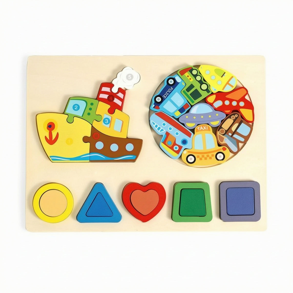 Early Learning Wooden Puzzle with Geometric Shapes Child-Centered Educational Puzzle Board Multicolor Shape Sorter Chunky for Homeschool