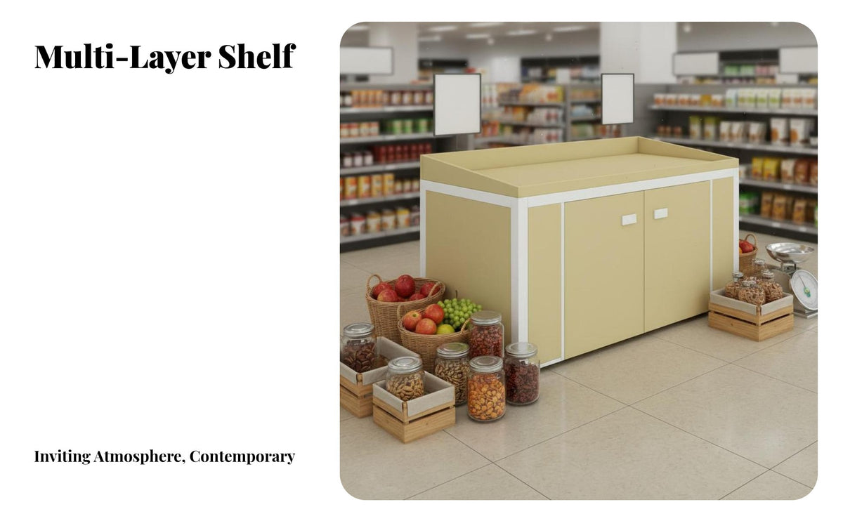 Versatile Tiered Display Stand Heavy-Duty Multi-Tier Fruit Vegetable Stand Steel Frame Stepped Display Island Easy Assembly for Retailers, Shop Owners, Farmers' Market Vendors