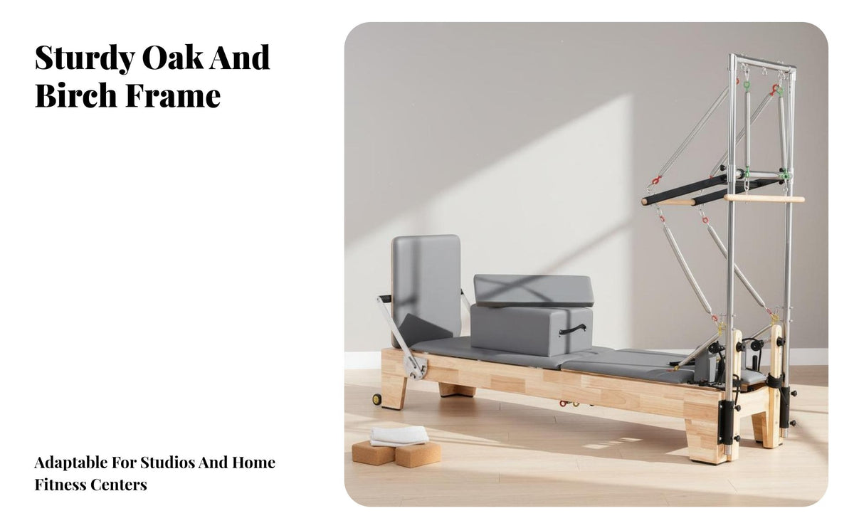 5 Pieces Pilates Reformer Workout Structure Combo Solid Wood Frame Wooden Workout Structure Reformer Full Body Workout Wooden Pilates Studio Equipment