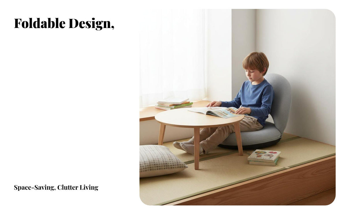Japanese type Foldable rearrest Lounger Space-Saving Adjustable rearrest Lounger High-Resilience Foam woven-mat Seat Removable cleanable Cover for Children, Students, Meditators, Dorm Room, Bay window nook, Bedroom, Balcony