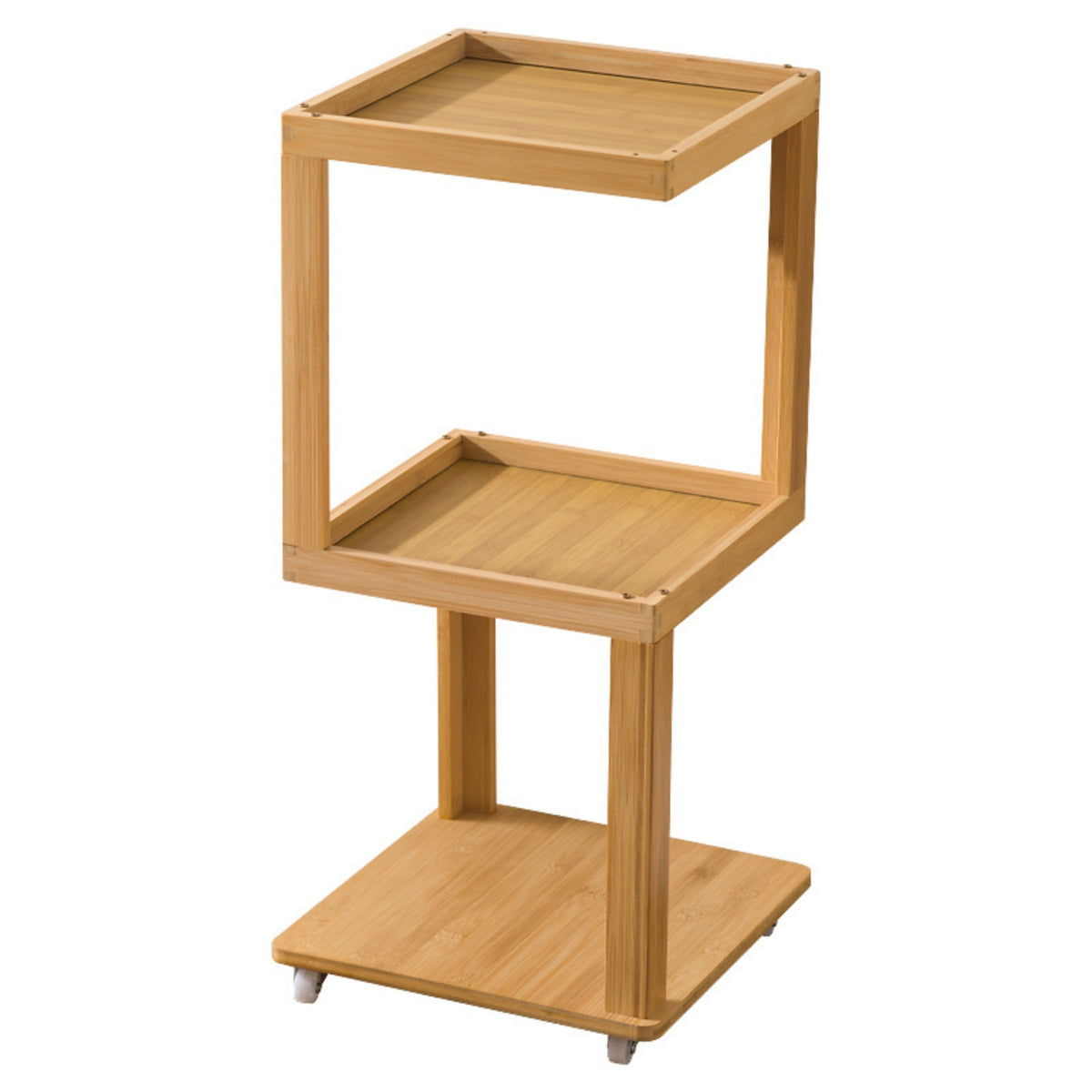 Wooden Side Table with Wheels Mobile Three-Tier Side Table Long-Lasting