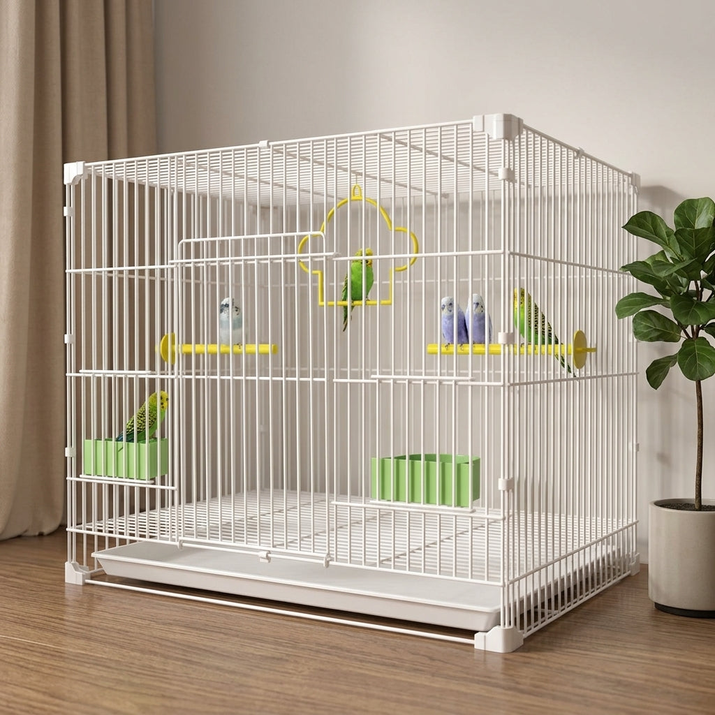 Cockatiel Cage for Budgie Cage Lovebird Cage Finch Cage, Foldable Iron Wire Indoor Bird Habitat with Pull-Out Tray and Reinforced Buckle Design
