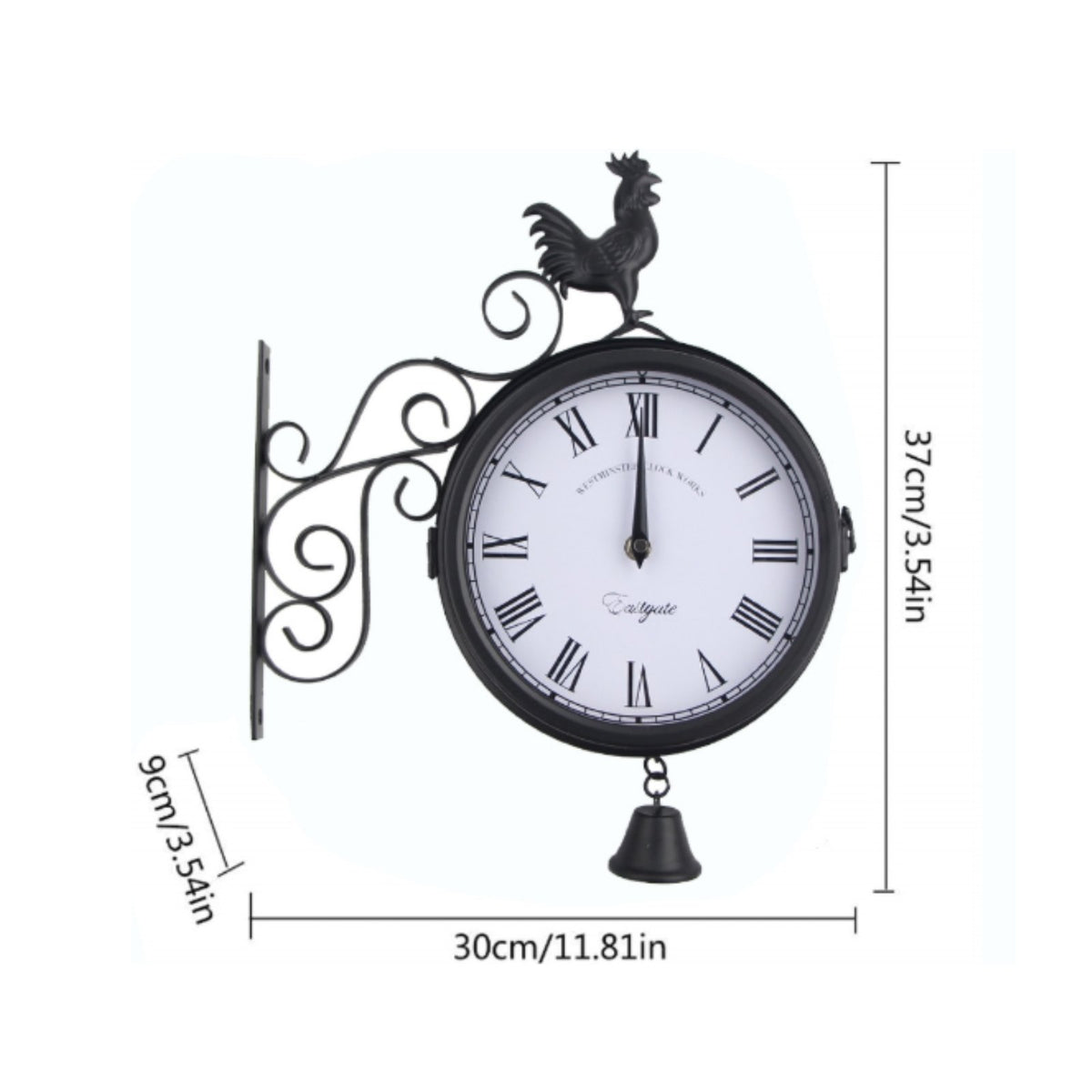 Wrought Iron Hanging Timepiece Decorative Vintage Wall Timepiece Quiet