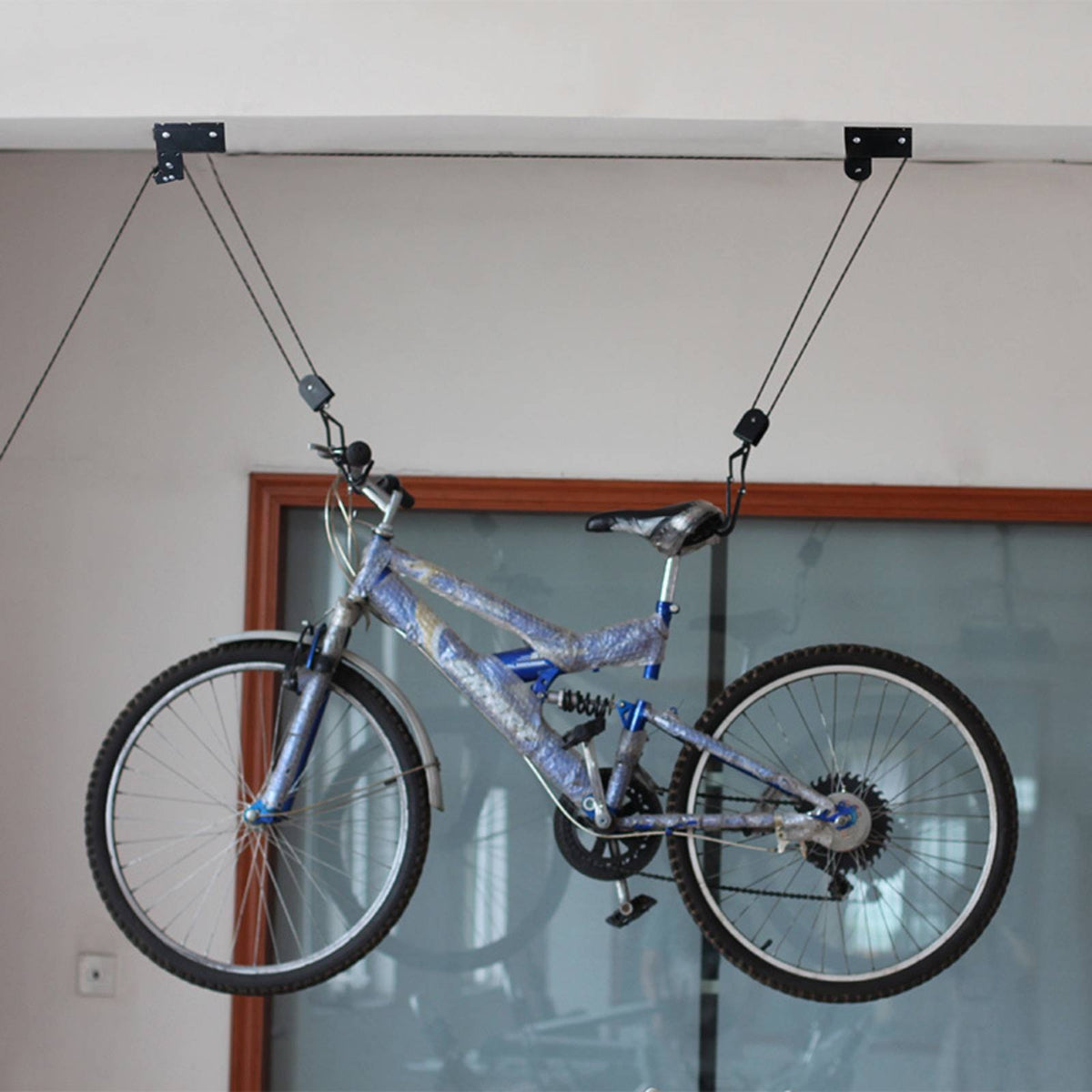 Rope Hanging Kayak Hoist Hanging Straps Kayak Ceiling Hoist Metal Brackets Overhead Boat Storage 45 Kg Load