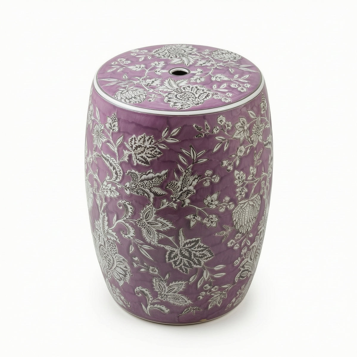 Drum Stool Embossed Ceramic Accent Table Versatile for Bedroom