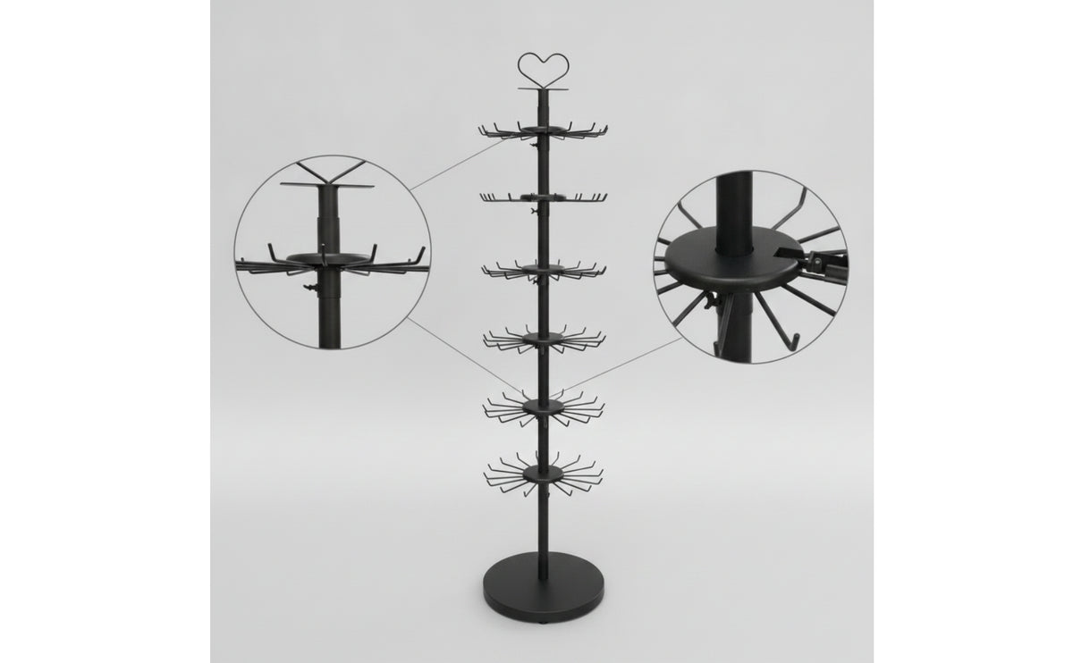 Rotating Display Rack with Hooks 6-Tier Retail Display Stand with Hooks Floor-Standing for Retailers, Shop Owners, Boutiques, Gift Shops, Craft Fairs