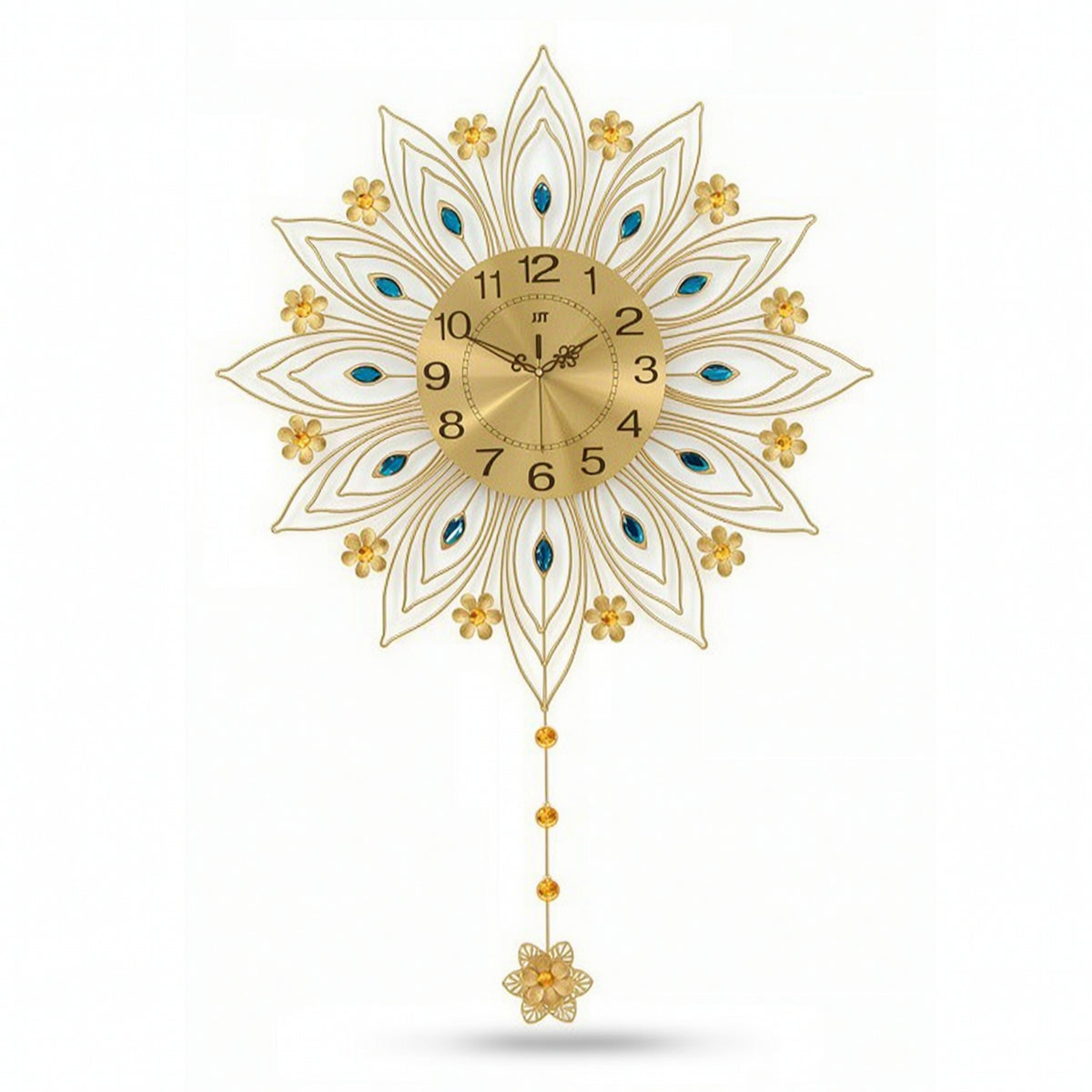 Peacock Wall Clock Gold-Tone Wall Clock with Pendant Radial for Homeowners