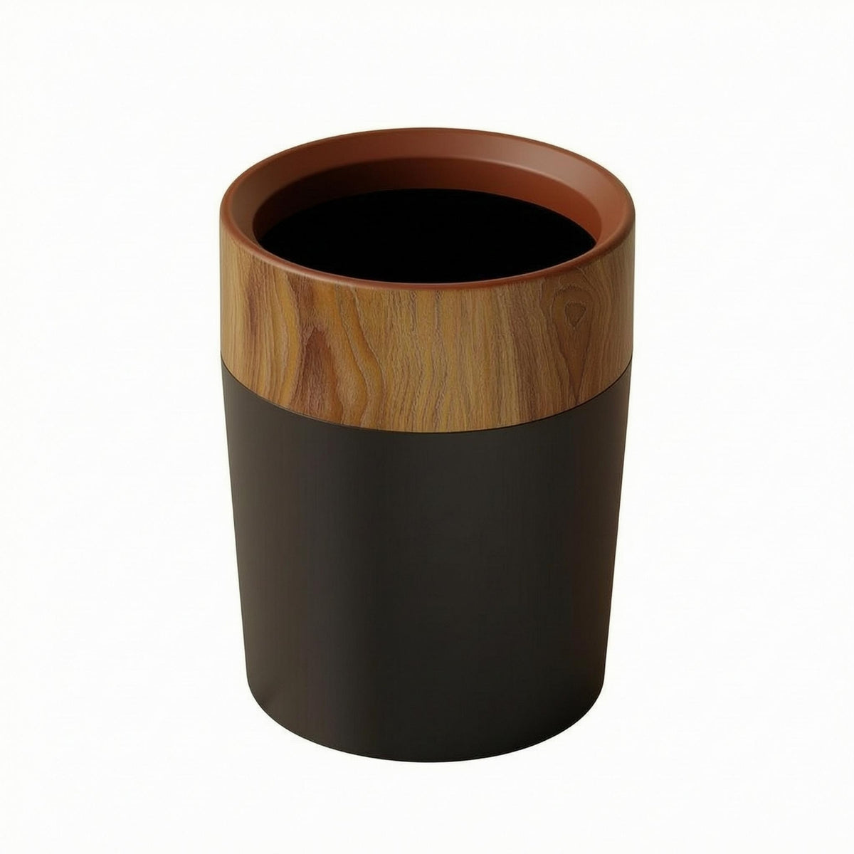 Cylindrical Trash Bin Decorative Wood-Grain Trash Bin Lightweight