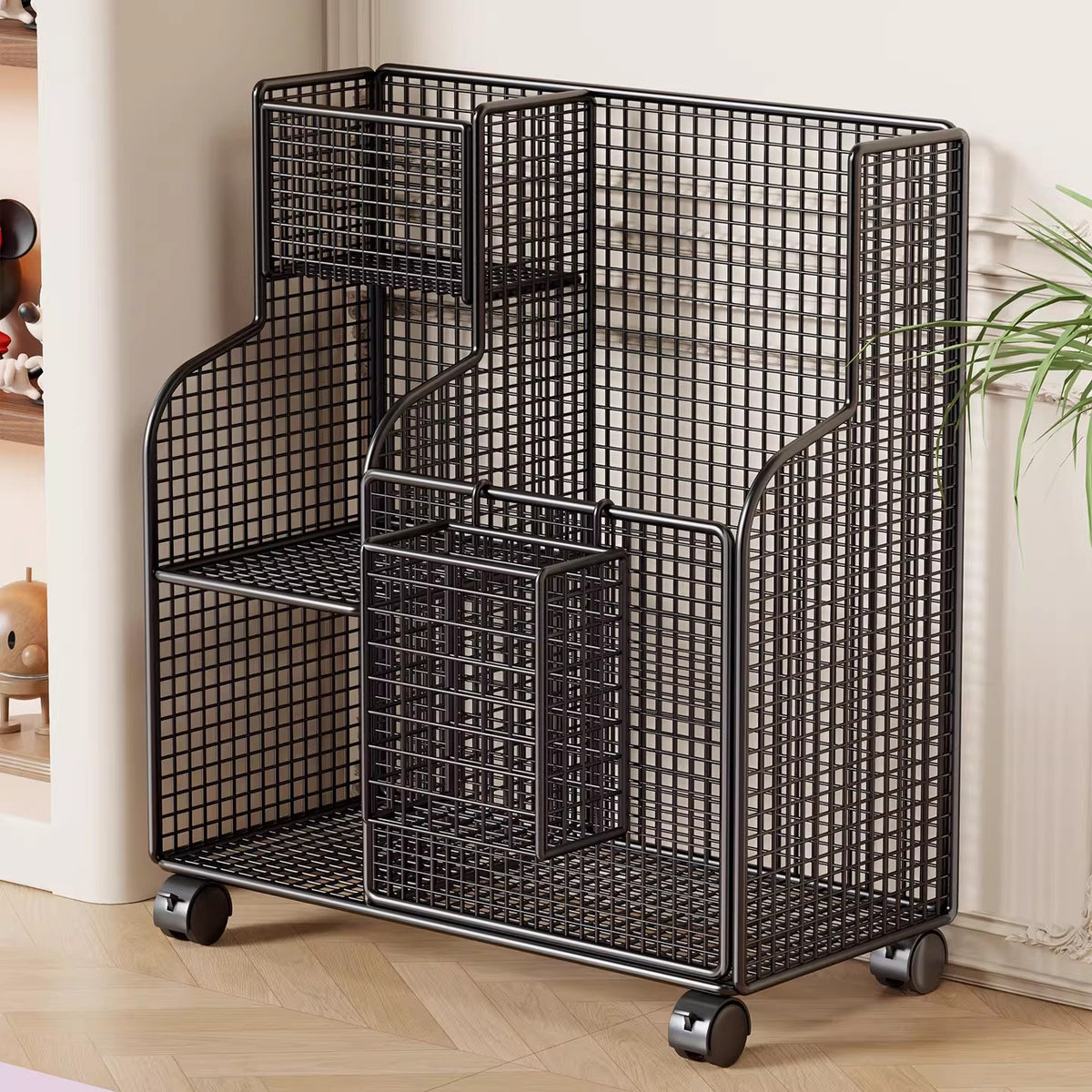 Large Capacity Fitness Equipment Storage Basket with Wheels, Movable