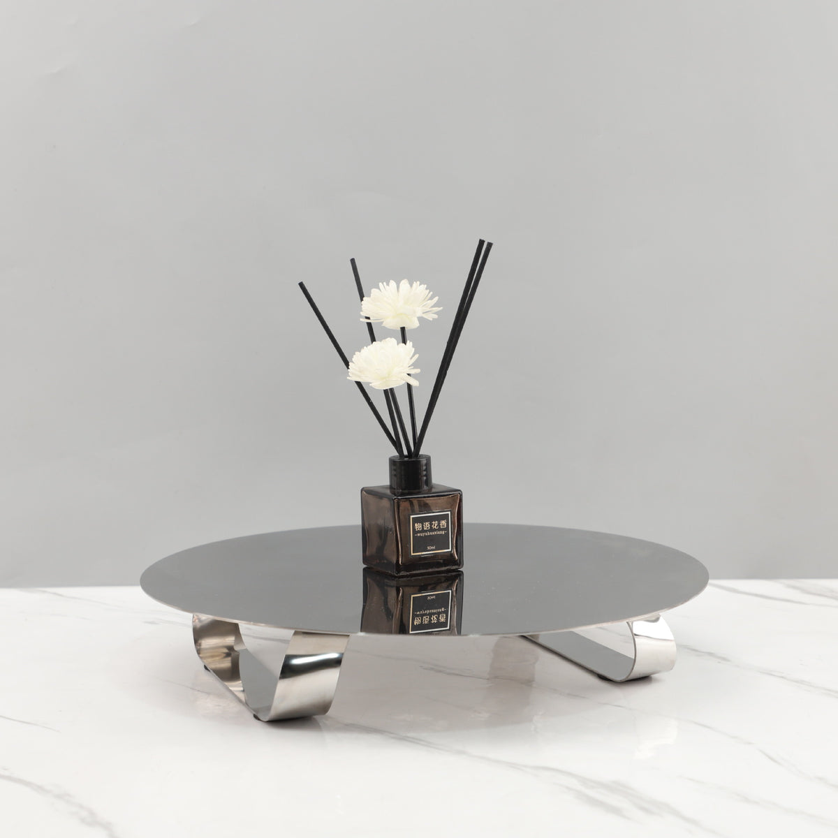 Modern Luxury Mirror Stainless Steel Round Pedestal Fruit Tray