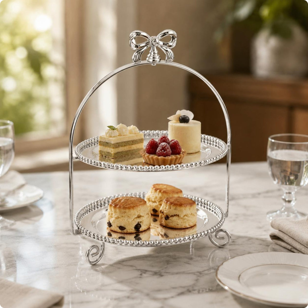 Winged Dessert Stand Silver-Toned Serveware Polished