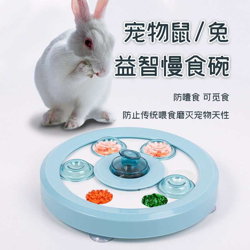 Pet Slow Feeder Bowl with Puzzle Toy for Cats, Rabbits, and Small Pets