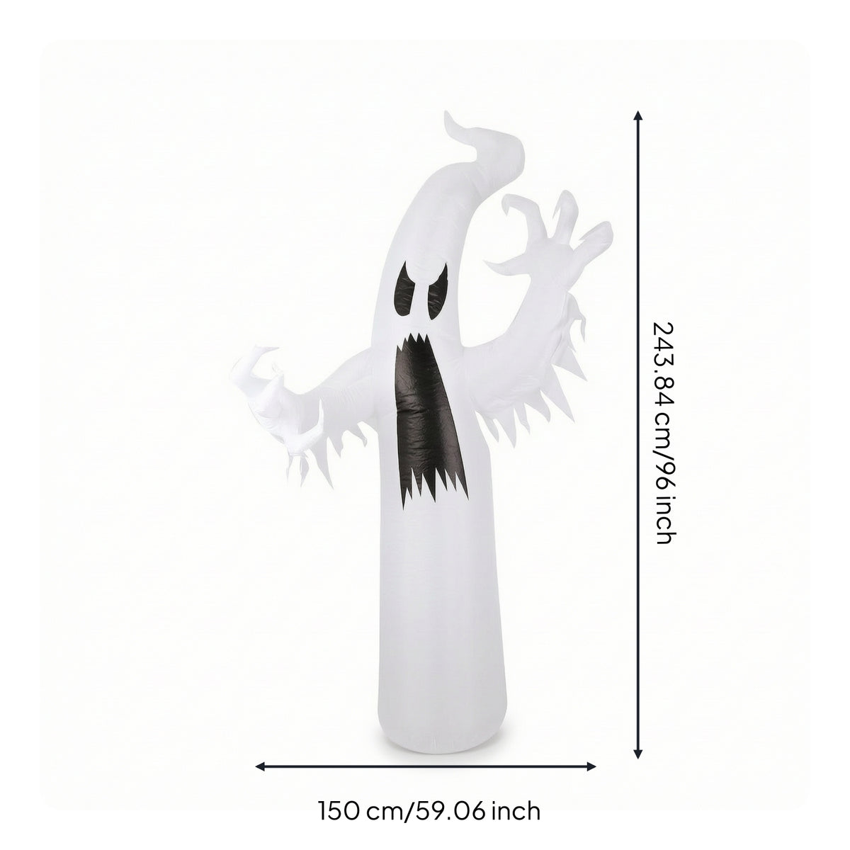 8FT Inflatable Specter with LED Giant Halloween Inflatable with Lights Self-Inflating Specter Built-in Lighting for Yard