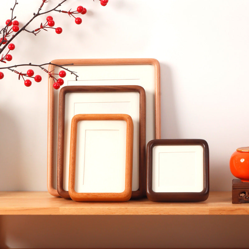 Black Walnut Mortise and Tenon Rounded Corner Solid Wood Picture Frame Empty Frame for Chinese Calligraphy