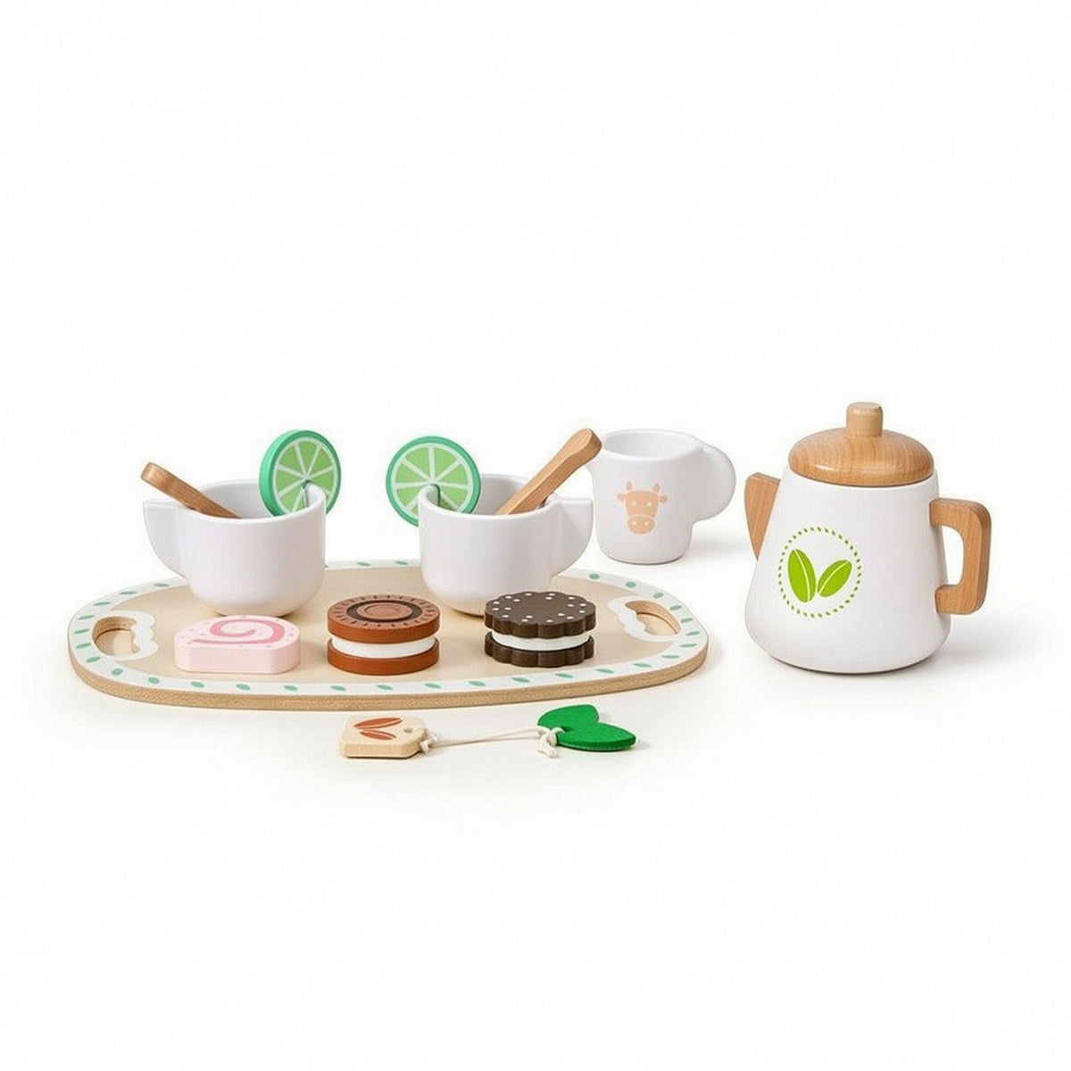 Role-Play Wooden Tea Party Set Educational Wooden Tea Set Educational Playset Imaginative for Preschoolers, Toddlers, Kids, Playroom, Daycare, Classroom