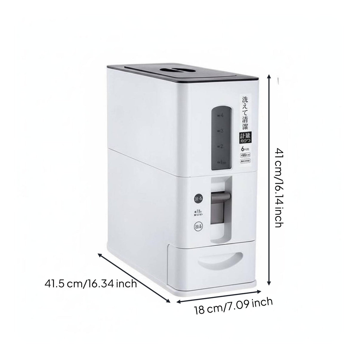 Moisture-Proof Japanese Design Rice Bin Airtight Seal Automatic Rice Dispenser Single-Press Dispensing