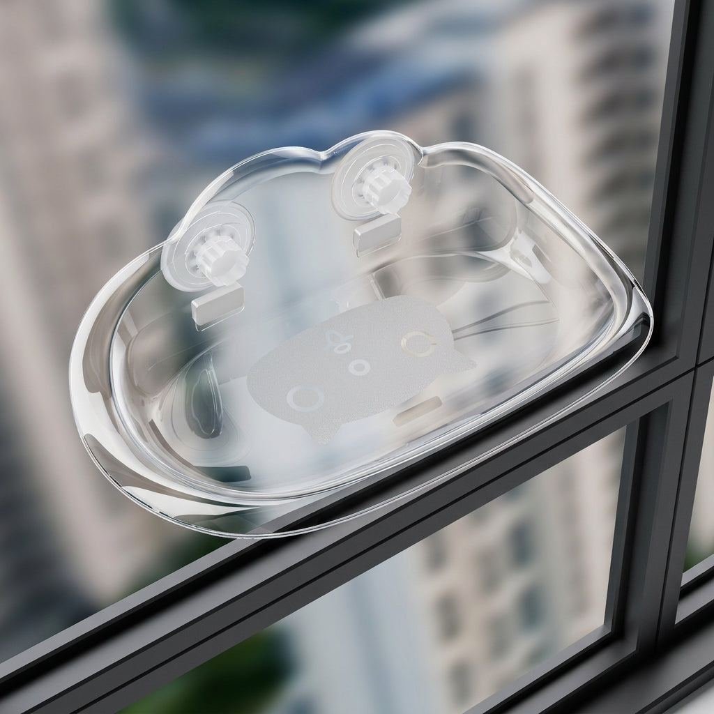 Window Cat Bed and Transparent Cat Bed, Frameless Suction Cup Cat Bed with Strong Suction Cup Mounting, Space Saving Cat Hammock for Indoor Cats