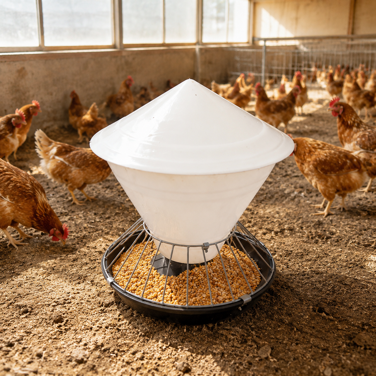 Automatic Chicken Feeder, 50cm Wet Weather Poultry Feeder, 60kg Large Capacity Outdoor Feed Trough for Duck & Goose