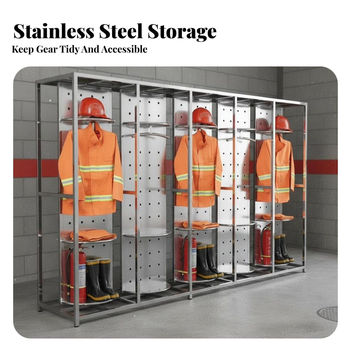 Firefighter Gear Rack Quick Access Rotating Turnout Gear Stand High Temperature Resistant Double-Sided Equipment Hanger for Firefighters