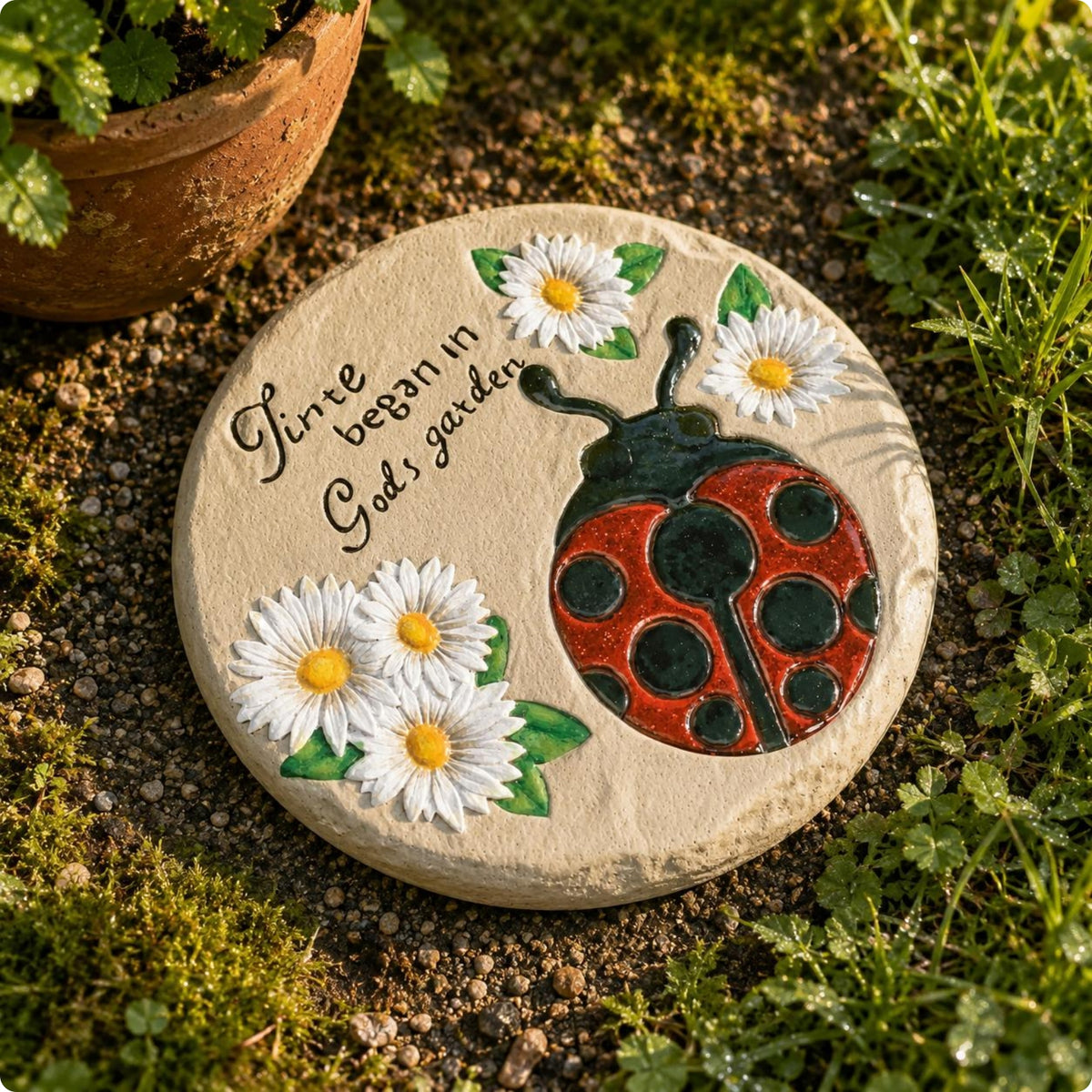 4 Pieces Round Stepping Stones Outdoor Round Stepping Stone Weather Resistant