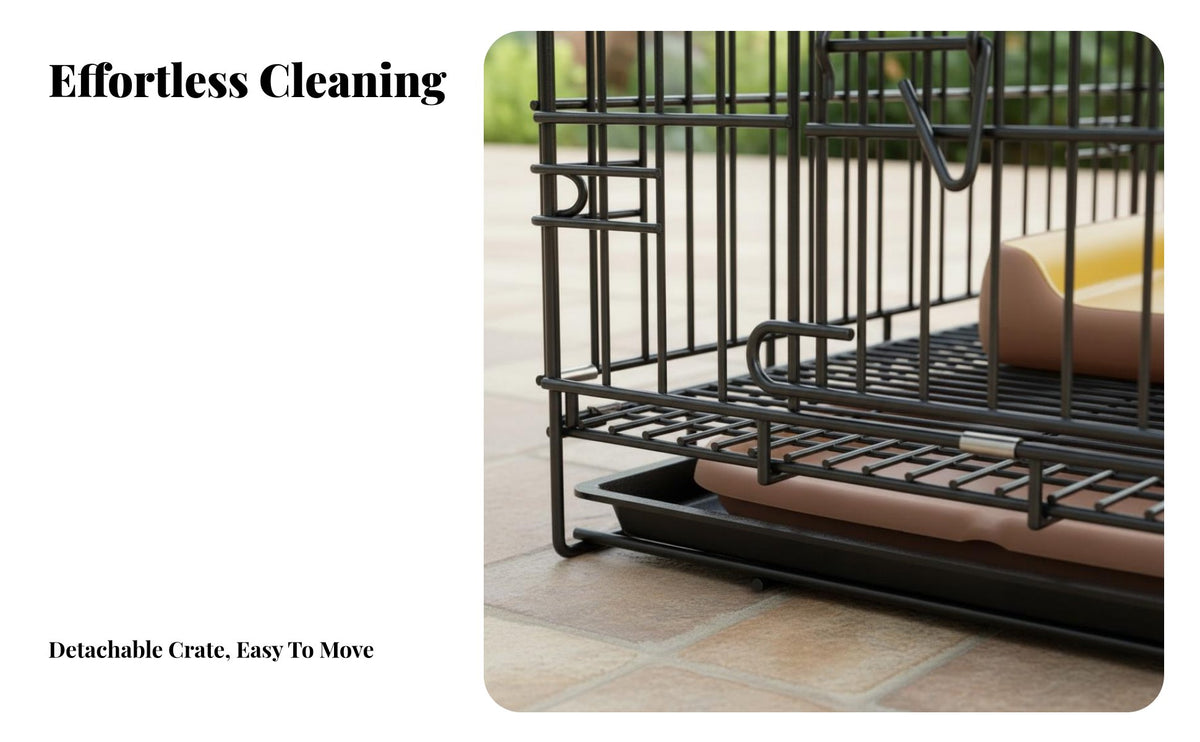 Easy to Clean Dog Kennel Double Door Design Dog Crate with Removable Tray Secure Latch Lock Pet Housing Rust-Resistant for Small Dogs, Young Dogs, Outdoor, Training