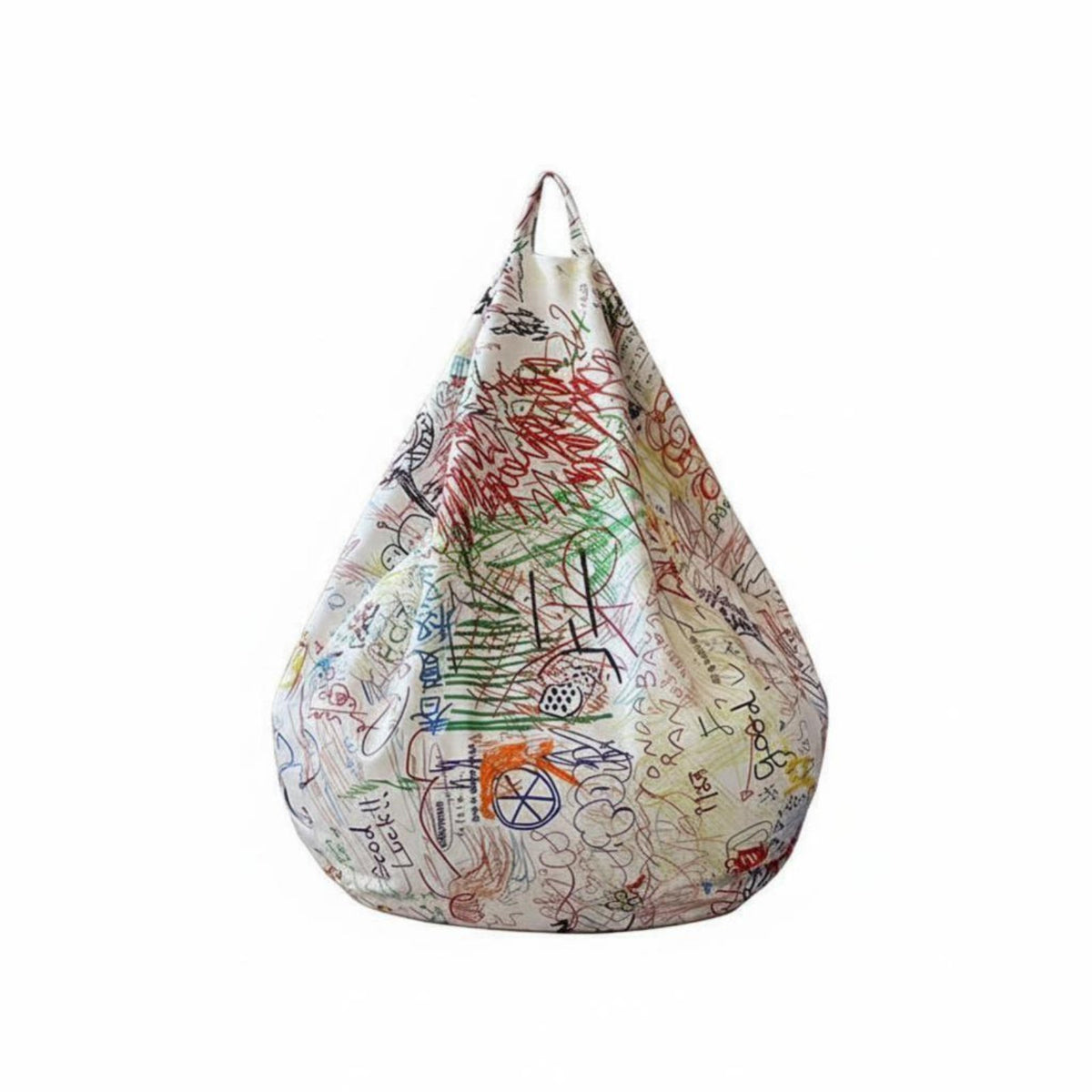 Graffiti Print Pouch Seat Creative Doodle Pattern Oversized Soft Seat Chair Multi-Functional Design Supportive Foam Filling