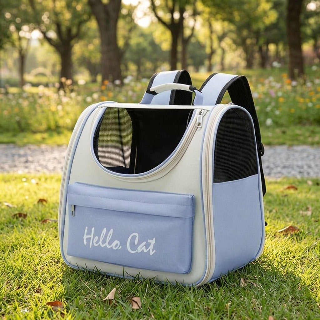 Cat Carrier Pet Travel Bag, Medium-Hard Nylon Capsule Cat Travel Bag and Dog Travel Bag, Breathable Pet Carrier for Small Dogs Cats, Light Blue