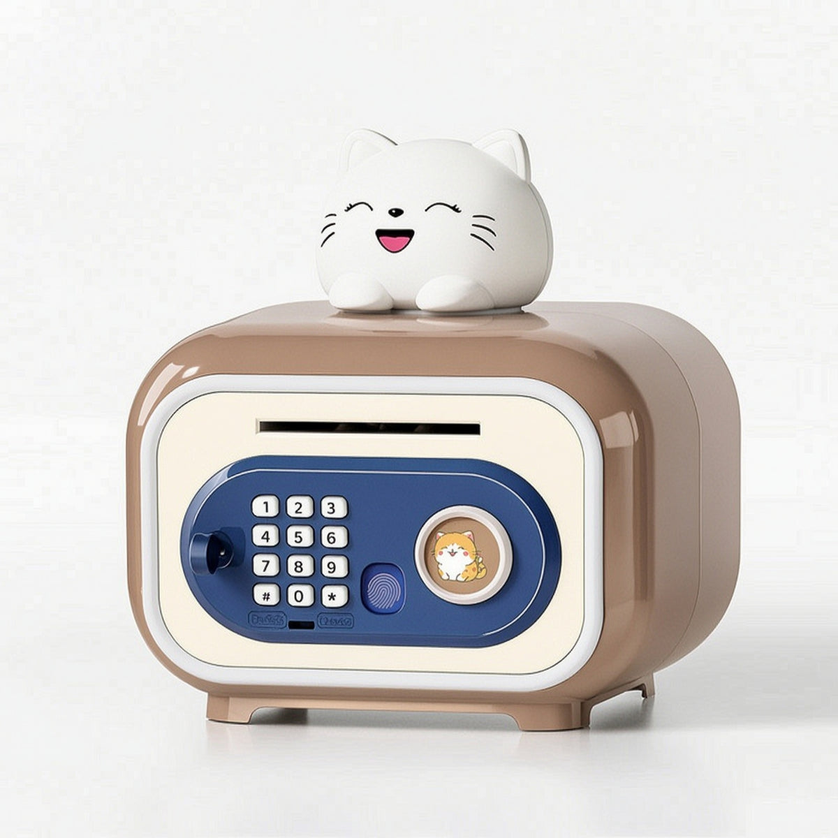 Automatic Toy Safe with Biometric Scanner Scanner Interactive Kids Safe with Key Secure Piggy Bank with Biometric Scanner Sensor Compact for Toddlers