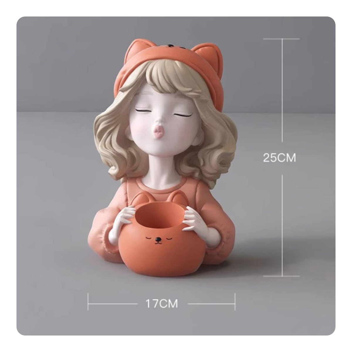 Makeup Brush Holder Cute Girl Design Pen Cup Statue Gift Idea for Bedroom, Girls