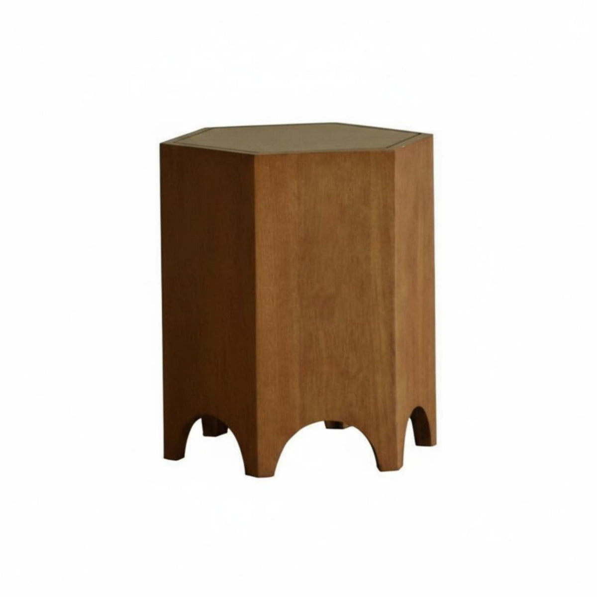 Hexagonal Wood Chunk Natural Minimalist Design Design Accentuate Table Geometric Shape Artisanal Look for Interior Designers